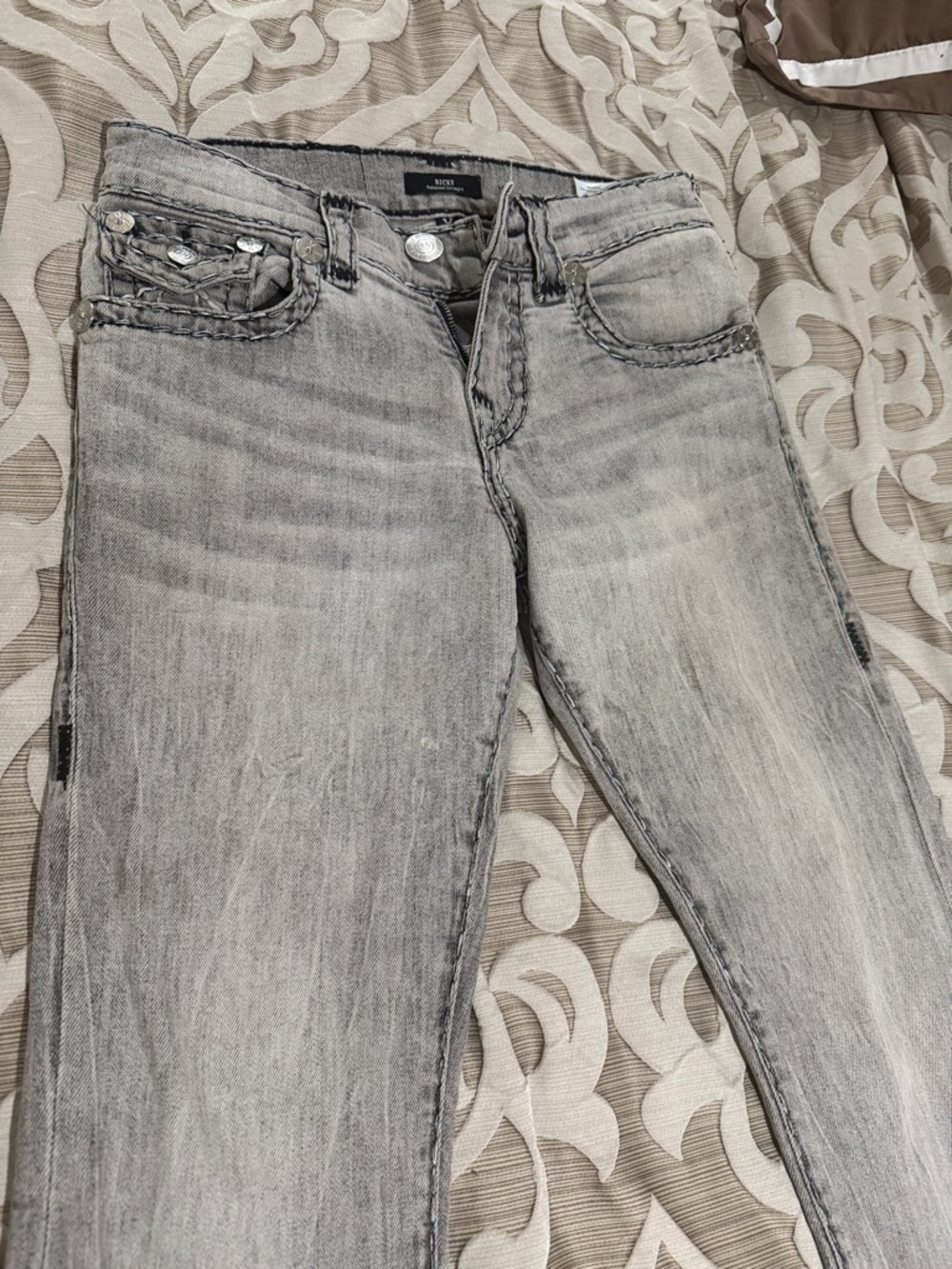 True Religion Gray Washed Relaxed Jeans